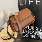 Solid PU Leather Crossbody Bag for Women Single Strap Shoulder Bag