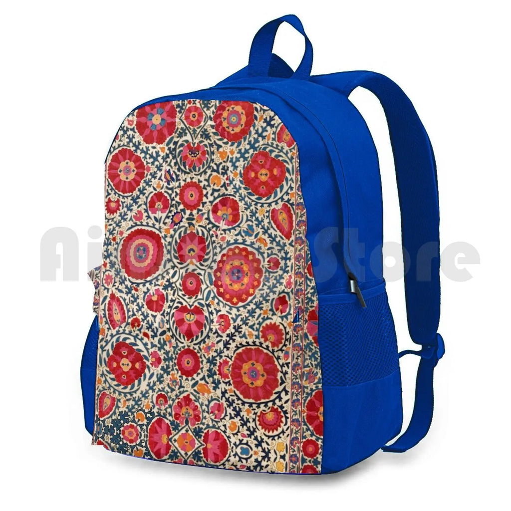Kermina Suzani Uzbekistan Embroidery Print Outdoor Hiking Backpack