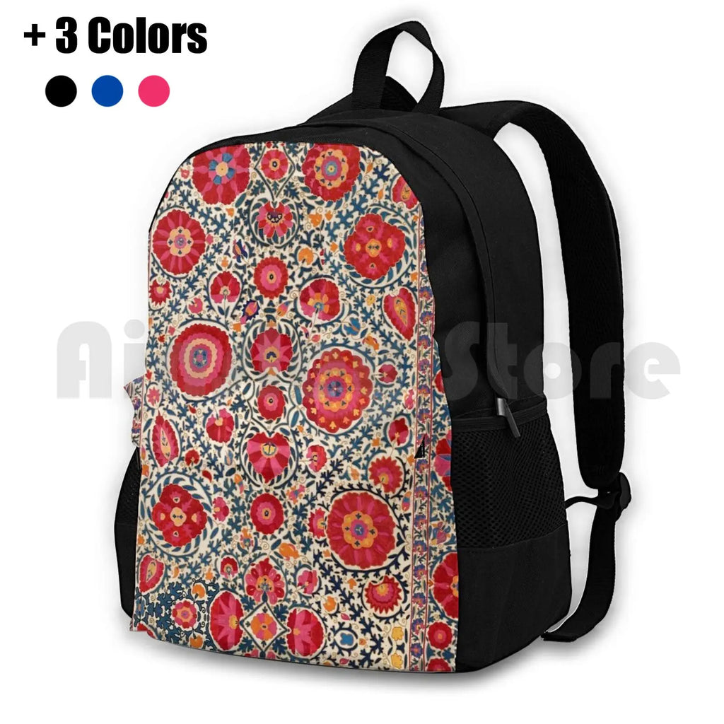 Kermina Suzani Uzbekistan Embroidery Print Outdoor Hiking Backpack