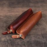 Vintage Leather Key Pouch Zipper Keychain Bag