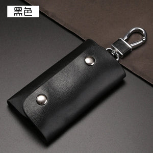 Leather Key Holder Wallet 6 Key Ring Organizer