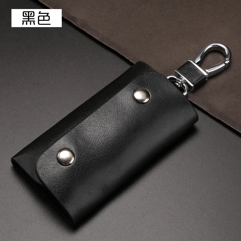Leather Key Holder Wallet 6 Key Ring Organizer