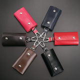 Leather Key Holder Wallet 6 Key Ring Organizer