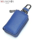 Leather Key Holder for Car Keys Wallet Pouch Zipper Key Cover