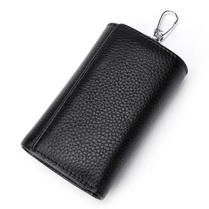 Leather Housekeeper Key Holder Zipper Case Men Women Keychain Organizer