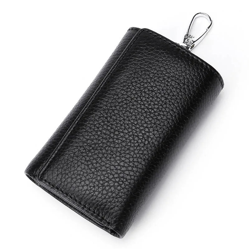 Leather Housekeeper Key Holder Zipper Case Men Women Keychain Organizer