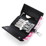 Leather Housekeeper Key Holder Zipper Case Men Women Keychain Organizer