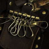 Men Car Remote Key Case Holder Chain Genuine Leather