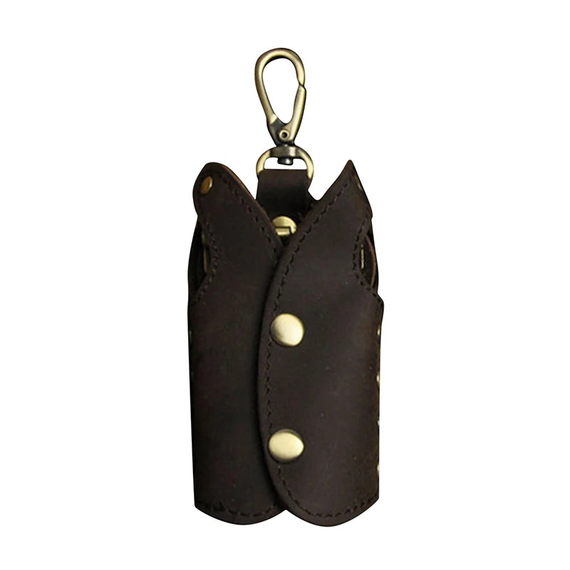 Men Car Remote Key Case Holder Chain Genuine Leather