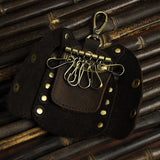 Men Car Remote Key Case Holder Chain Genuine Leather