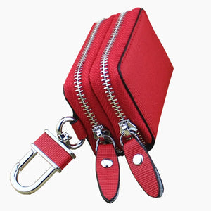 Key Pouch Bag Keys Holder Unisex Leather Car Key Wallet Zipper Keychain