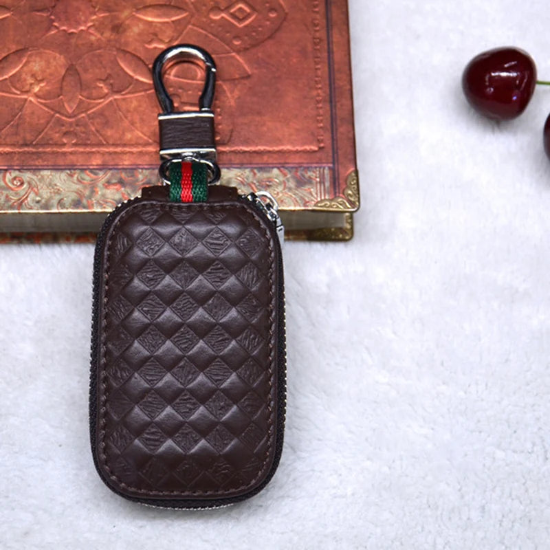 Leather Car Key Bag Remote Control Protective Cover Key Pouch