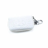 Vintage Leather Wallet Keyring Copper Zipper Key Holder Crocodile Grain