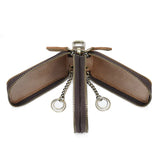Leather Car Key Case Double Zipper Universal Keychain Home Key Case