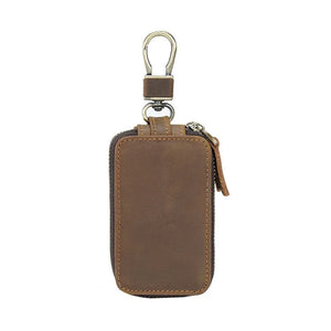 Leather Car Key Case Double Zipper Universal Keychain Home Key Case