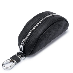 Soft Leather Keychain Pouch Multifunctional Holder Zipper Practical Key Case