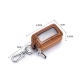 Leather Key Pouch with Zipper Double Layers for Car Key