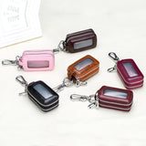 Leather Key Pouch with Zipper Double Layers for Car Key