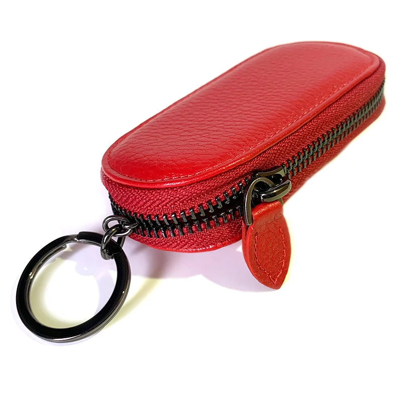 Cowhide Leather Keychain Wallet Multifunction Key Bag