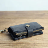 Leather Key Organizer Wallet Men Women Keychain Pouch Purse
