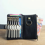 Leather Key Organizer Wallet Men Women Keychain Pouch Purse