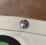 Khaki Canvas Duck Backpacks Cartoon Graphic Snap Button Human Heart Bag