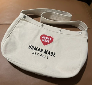 Khaki Canvas Duck Backpacks Cartoon Graphic Snap Button Human Heart Bag