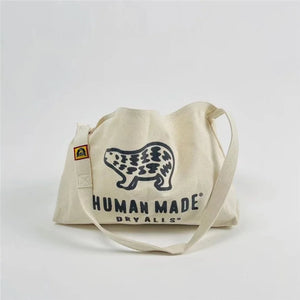 Khaki Red Heart Polar Bear Vintage Canvas Backpacks