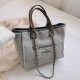 Khaki Canvas Shoulder Bag Laptop Tote Large Capacity Handbag
