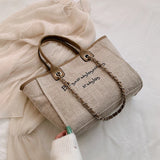 Khaki Canvas Shoulder Bag Laptop Tote Large Capacity Handbag