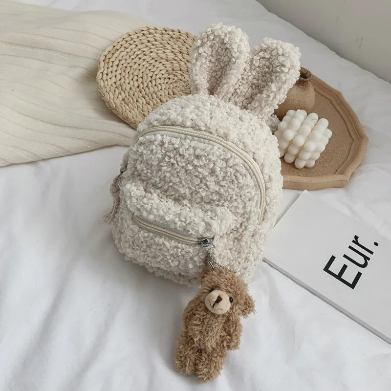 Kid Backpack Easter Mini Plush Rabbit Bag Children Plush Bear Pendant Shoulder B