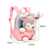 3D Elk Doll Cartoon Backpack Lightweight Large Capacity Girls School Bag