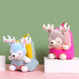 3D Elk Doll Cartoon Backpack Lightweight Large Capacity Girls School Bag