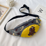 Kid Waist Bag Cartoon Dinosaur Fanny Bag Belt Pouch Zipper Waist Pack