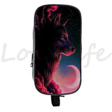 Kids 3D Animal Lion Wolf Pen Bags Boys Girls Pen Case