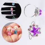 Kids Adjustable Cartoon Girl Rings with Heart Shaped Showcase