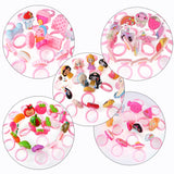 Kids Adjustable Cartoon Girl Rings with Heart Shaped Showcase