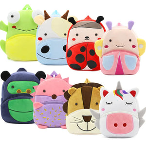 Kids Plush School Bags Backpack Cartoon Animal Kindergarten Schoolbag