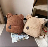 Kids Backpack Boys Girls School Bags Children School Bags Bear Ear Fleece Mini B