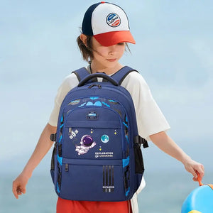Boys Astronaut Backpack Waterproof Book Bag Cartoon Pendant Schoolbag