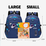 Boys Astronaut Backpack Waterproof Book Bag Cartoon Pendant Schoolbag