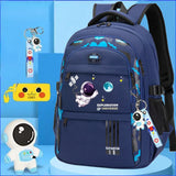 Boys Astronaut Backpack Waterproof Book Bag Cartoon Pendant Schoolbag