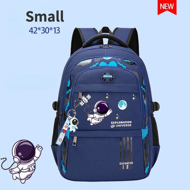 Boys Astronaut Backpack Waterproof Book Bag Cartoon Pendant Schoolbag