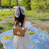 Kids Bear Backpack Waterproof PU Leather Satchels School Bag for Girls