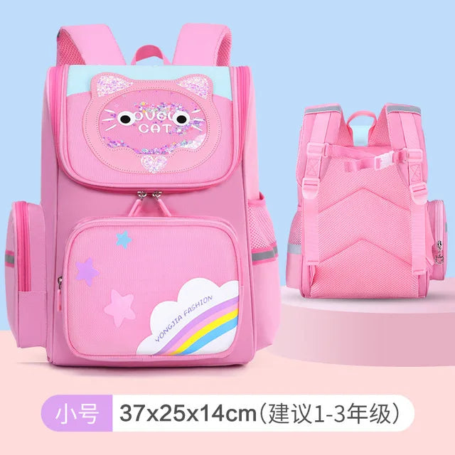 Kids Cartoon School Bag Waterproof Nylon Girl Orthopedic Backpack