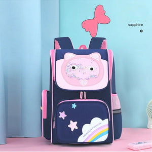 Kids Cartoon School Bag Waterproof Nylon Girl Orthopedic Backpack