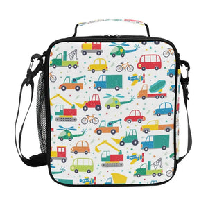 Cartoon Car Printed Boys Girls Lunch Bag Insulated