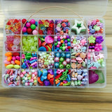 Kids DIY Beaded Toy Mixed Loose Spacer Charms Beads Set with Case