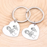 Engraved Kids Drawing Keychain for Mom Heart Shape Baby Artwork