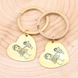 Engraved Kids Drawing Keychain for Mom Heart Shape Baby Artwork